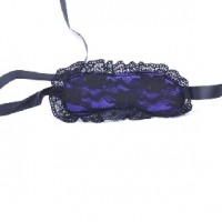 Mask, Wrist Cuffs and Whip Restraint Set Lace Purple and Black